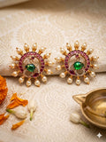Royal Peacock Mandala Kemp Studs – Traditional Temple Jewellery Earrings with Pearls