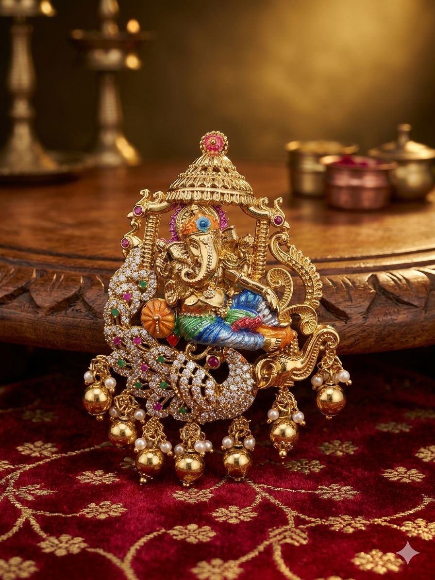 The Vighnaharta Meenakari Temple Pendant