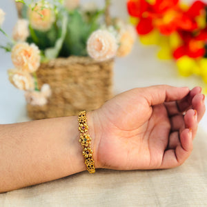 Antique Gold-Plated 3D Floral Bloom Bracelet