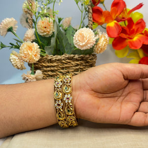 Traditional Jaali Work Kadas with Ruby & Emerald Stones