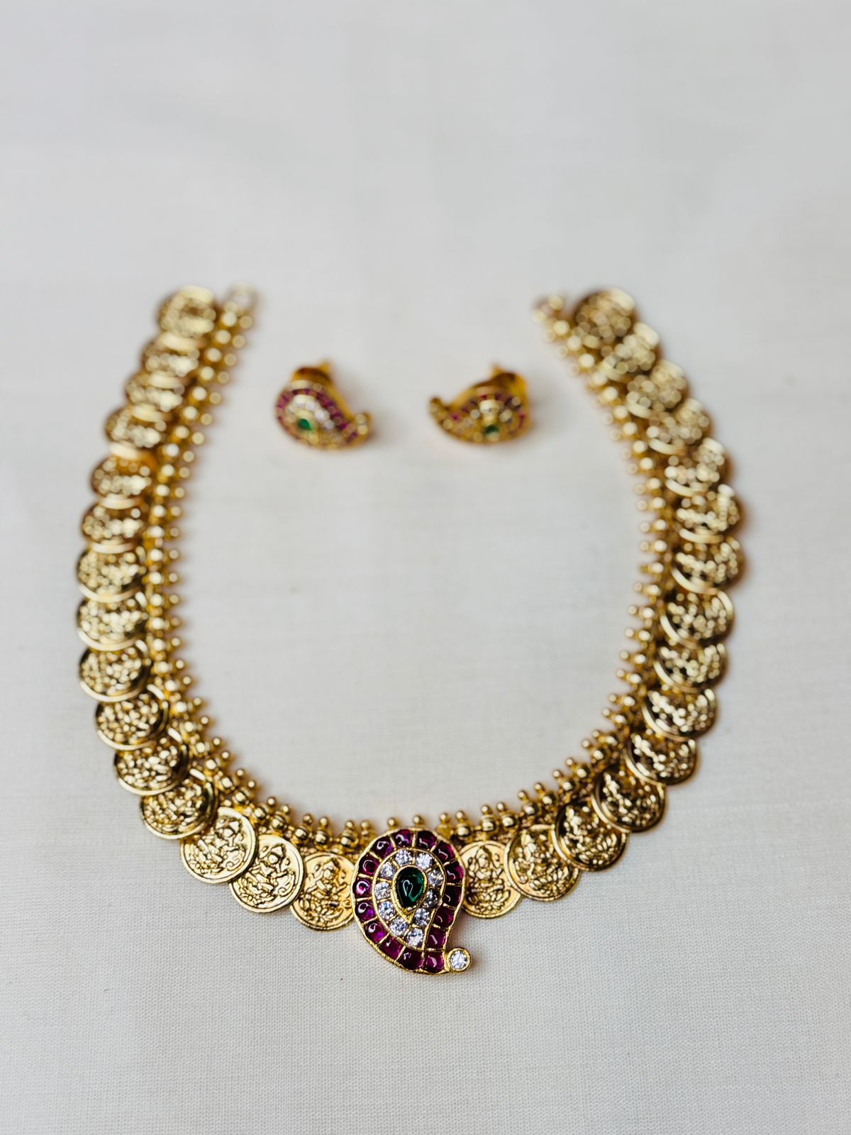 Traditional Antique Gold-Plated Lakshmi Kasu Mala